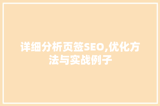 详细分析页签SEO,优化方法与实战例子
