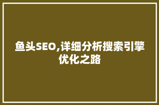 鱼头SEO,详细分析搜索引擎优化之路 SEO教程