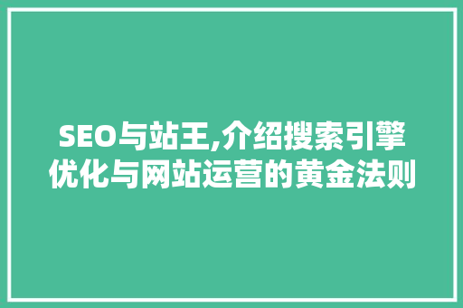 SEO与站王,介绍搜索引擎优化与网站运营的黄金法则 Web前端