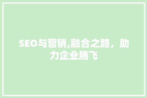 SEO与营销,融合之路，助力企业腾飞