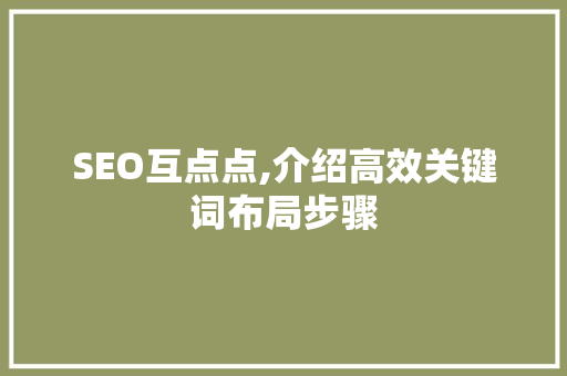 SEO互点点,介绍高效关键词布局步骤 Web前端