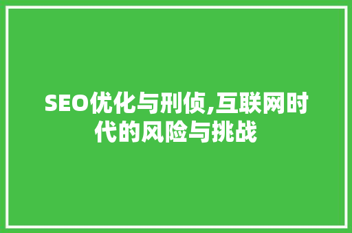 SEO优化与刑侦,互联网时代的风险与挑战