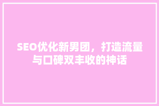 SEO优化新男团，打造流量与口碑双丰收的神话