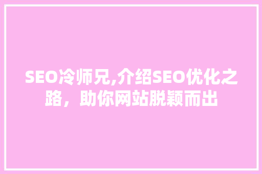 SEO冷师兄,介绍SEO优化之路，助你网站脱颖而出