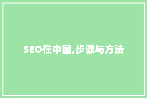 SEO在中国,步骤与方法