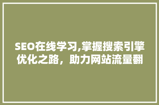SEO在线学习,掌握搜索引擎优化之路，助力网站流量翻倍