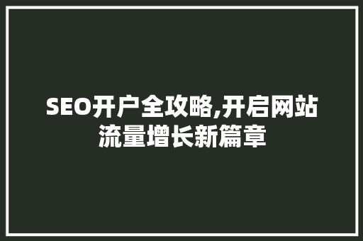 SEO开户全攻略,开启网站流量增长新篇章