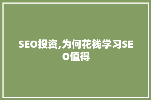 SEO投资,为何花钱学习SEO值得