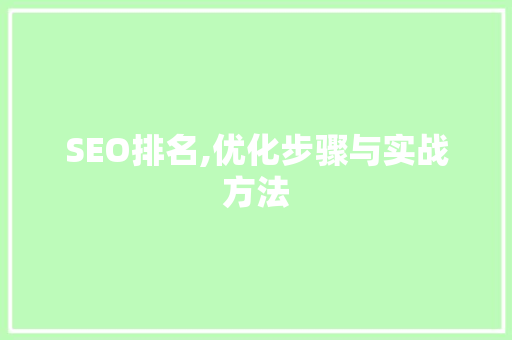 SEO排名,优化步骤与实战方法