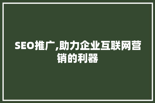SEO推广,助力企业互联网营销的利器