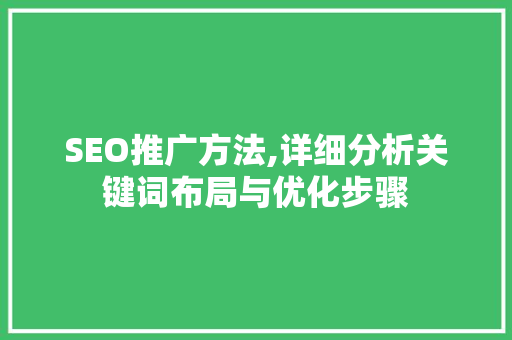 SEO推广方法,详细分析关键词布局与优化步骤