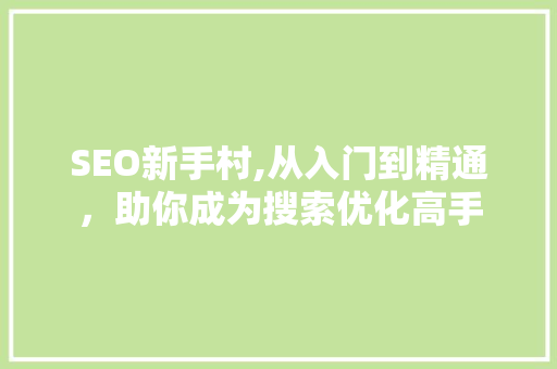 SEO新手村,从入门到精通，助你成为搜索优化高手