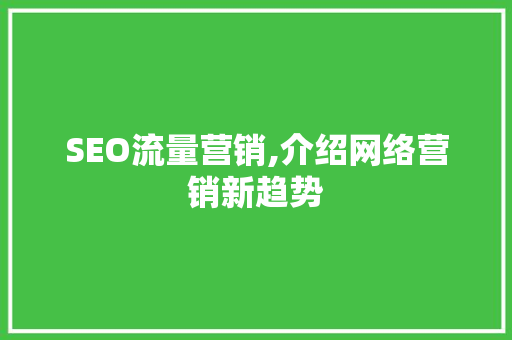 SEO流量营销,介绍网络营销新趋势