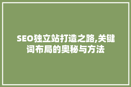 SEO独立站打造之路,关键词布局的奥秘与方法