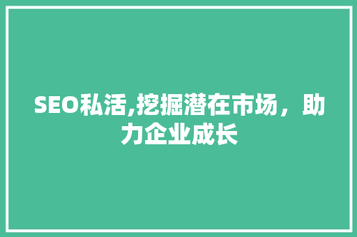 SEO私活,挖掘潜在市场，助力企业成长
