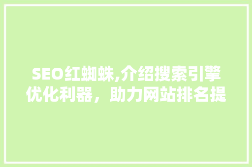 SEO红蜘蛛,介绍搜索引擎优化利器，助力网站排名提升