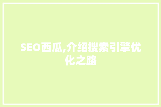 SEO西瓜,介绍搜索引擎优化之路