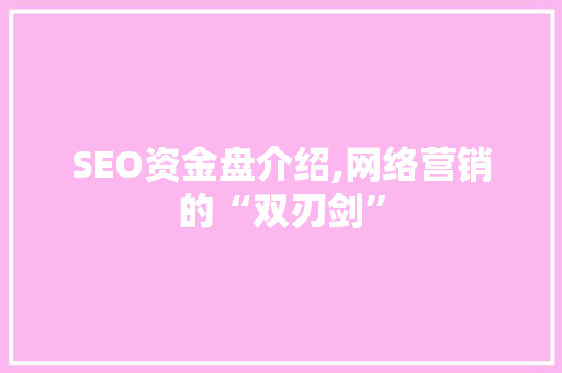 SEO资金盘介绍,网络营销的“双刃剑”