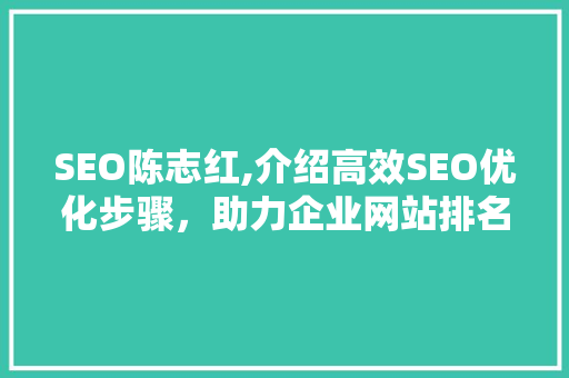 SEO陈志红,介绍高效SEO优化步骤，助力企业网站排名提升