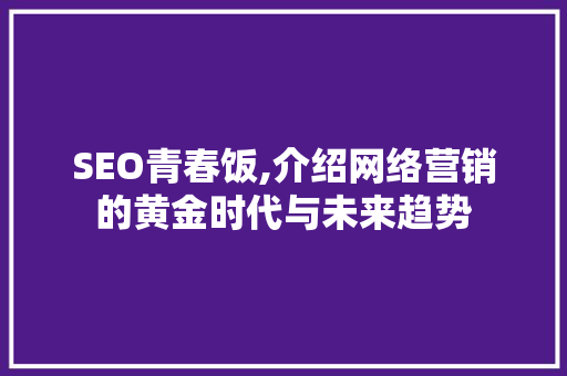 SEO青春饭,介绍网络营销的黄金时代与未来趋势