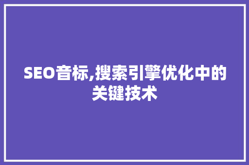 SEO音标,搜索引擎优化中的关键技术