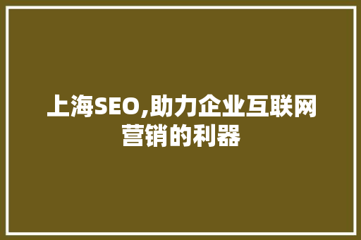 上海SEO,助力企业互联网营销的利器