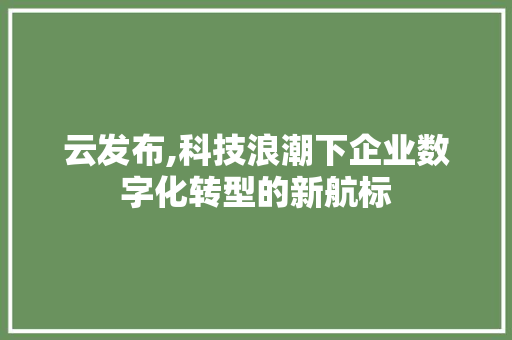 云发布,科技浪潮下企业数字化转型的新航标