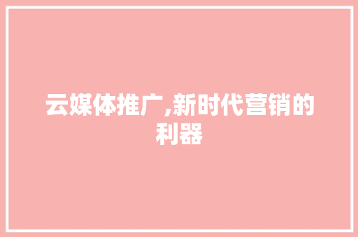 云媒体推广,新时代营销的利器