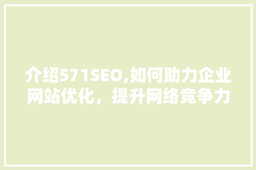 介绍571SEO,如何助力企业网站优化，提升网络竞争力