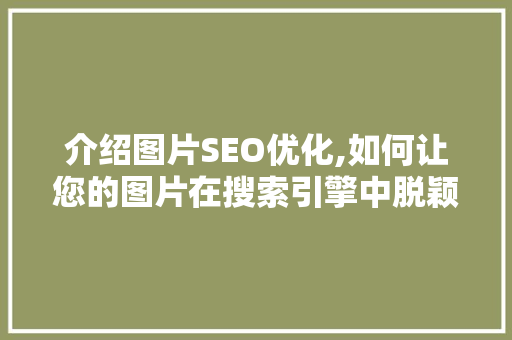 介绍图片SEO优化,如何让您的图片在搜索引擎中脱颖而出