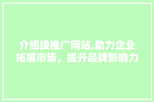 介绍接推广网站,助力企业拓展市场，提升品牌影响力的新途径