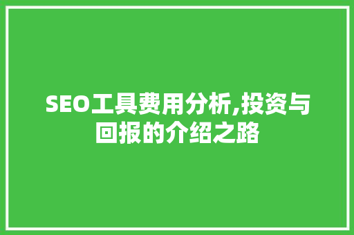 SEO工具费用分析,投资与回报的介绍之路 SEO工具费用分析,投资与回报的介绍之路 建站教程