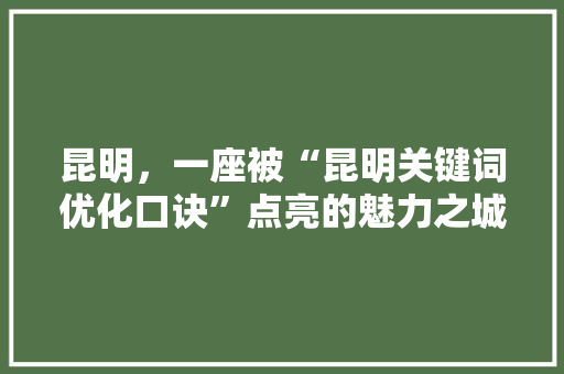昆明，一座被“昆明关键词优化口诀”点亮的魅力之城