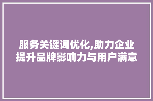 服务关键词优化,助力企业提升品牌影响力与用户满意度