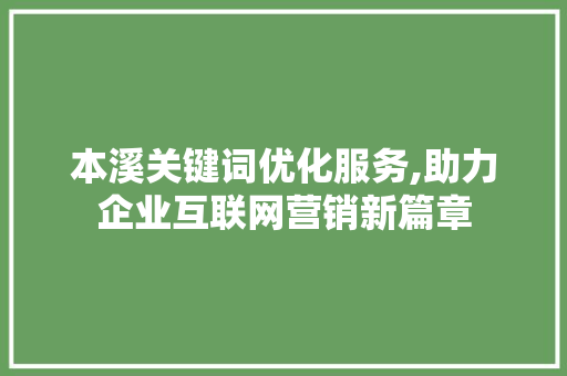 本溪关键词优化服务,助力企业互联网营销新篇章