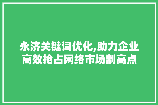 永济关键词优化,助力企业高效抢占网络市场制高点