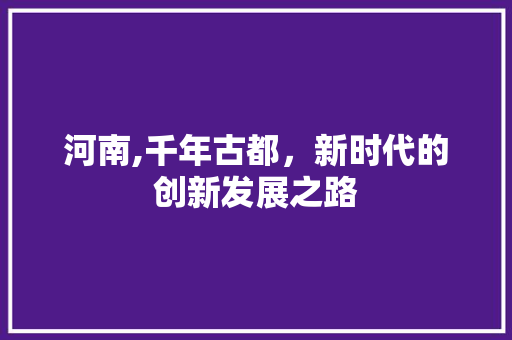 河南,千年古都，新时代的创新发展之路