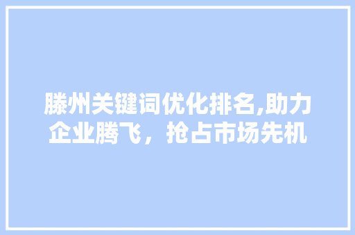 滕州关键词优化排名,助力企业腾飞，抢占市场先机