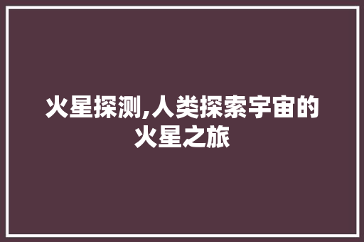火星探测,人类探索宇宙的火星之旅