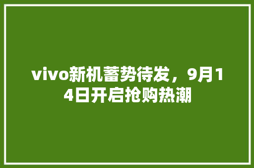 vivo新机蓄势待发，9月14日开启抢购热潮