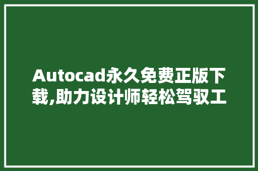 Autocad永久免费正版下载,助力设计师轻松驾驭工程绘图