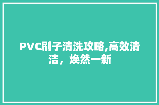 PVC刷子清洗攻略,高效清洁，焕然一新