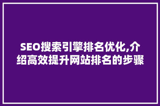 SEO搜索引擎排名优化,介绍高效提升网站排名的步骤