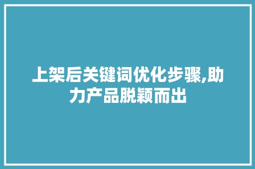 上架后关键词优化步骤,助力产品脱颖而出