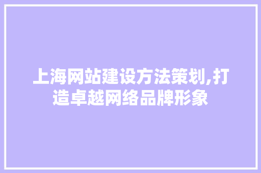 上海网站建设方法策划,打造卓越网络品牌形象
