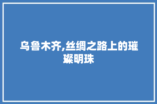 乌鲁木齐,丝绸之路上的璀璨明珠