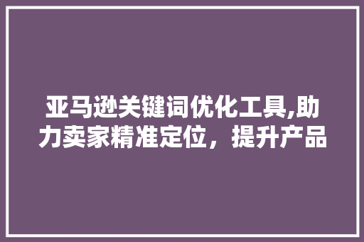 亚马逊关键词优化工具,助力卖家精准定位，提升产品销量