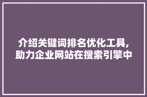 介绍关键词排名优化工具,助力企业网站在搜索引擎中脱颖而出