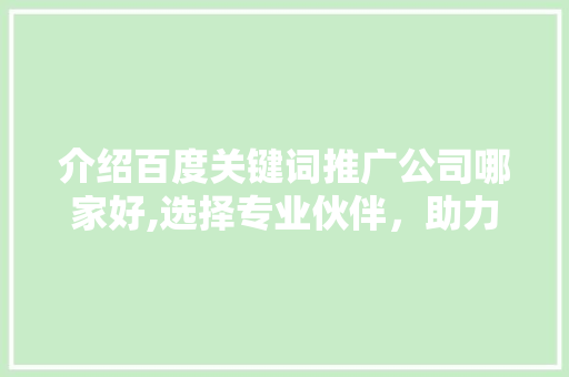 介绍百度关键词推广公司哪家好,选择专业伙伴，助力企业腾飞