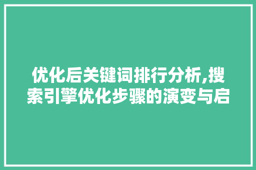 优化后关键词排行分析,搜索引擎优化步骤的演变与启示